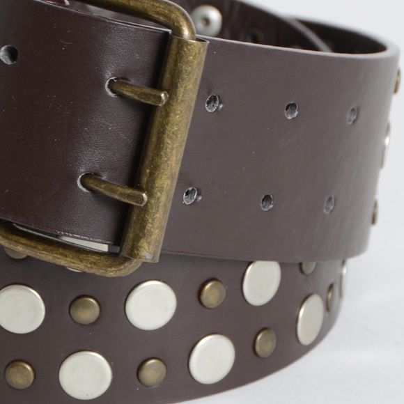 Brown Leather*Stud Belt**32"*Silver & Bronze* - Picture 5 of 6